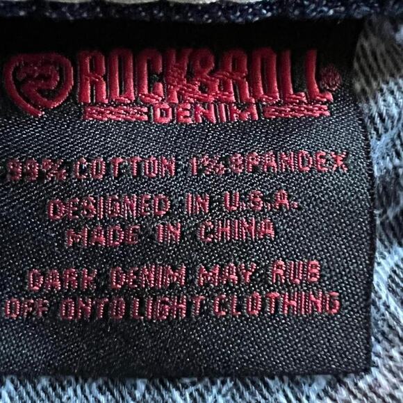 Rock & Roll Pistol Straight Jeans Men’s 33x32 Medium Wash Thick Stitch Western - Picture 8 of 8